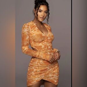 Colorful Orange JLUXLABEL Long Sleeve Dress